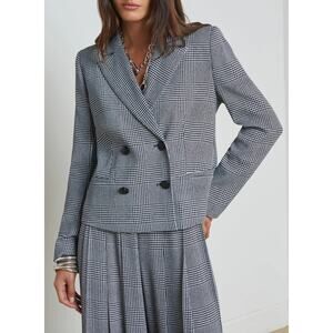 L'AGENCE Atmore Houndstooth Double Breasted Blazer